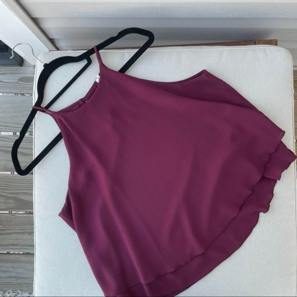 Tyche Sleeveless Burgundy Racerback Halter Blouse Large